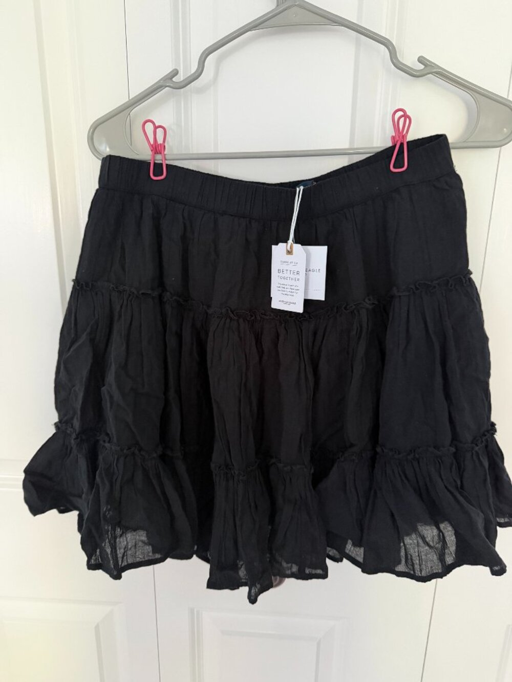 American Eagle Black Ruffle Mini Skirt - Medium NWT